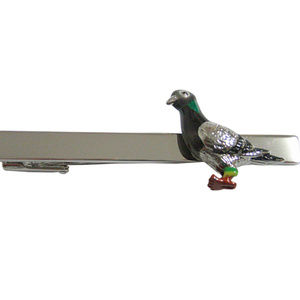 Colored Pigeon Bird Square Tie Clip